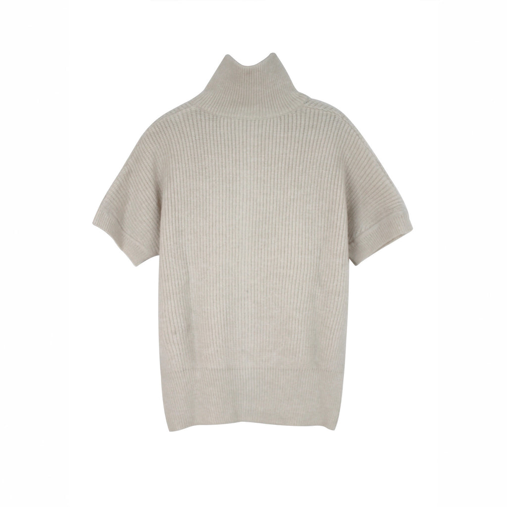 Knitted Cardigan Jacket With Short Sleeves And Ribbed Detailing Springsummer Style
