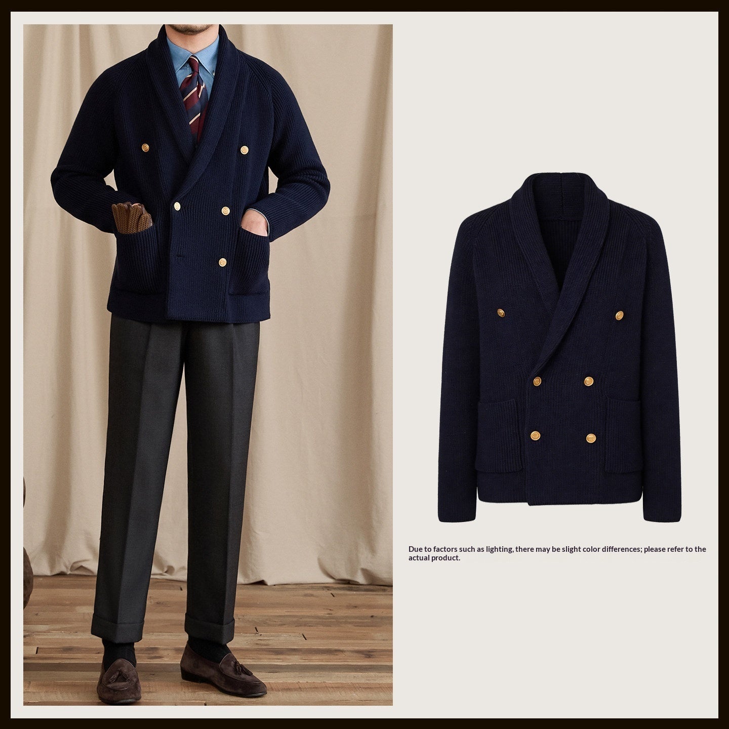 Double-breasted Knit Blazer Casual Sweater