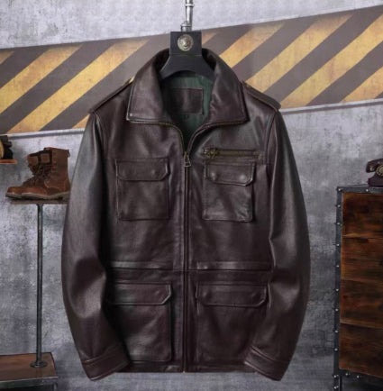 Autumn And Winter Workwear Leather Jacket For Men