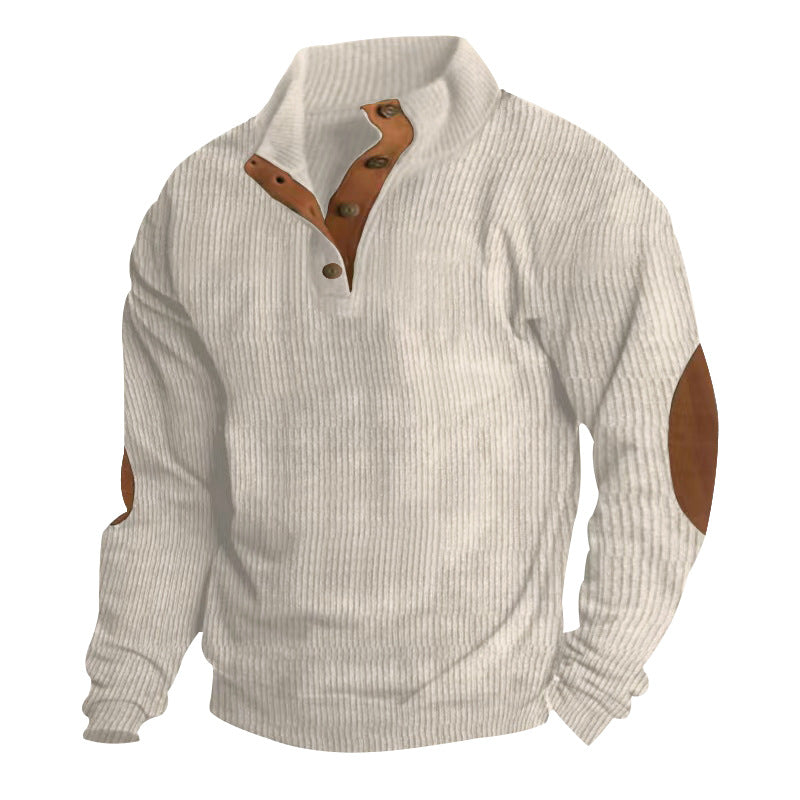 Men's Casual Stand-up Collar Long Sleeve Ribbed Corduroy Sweatshirt
