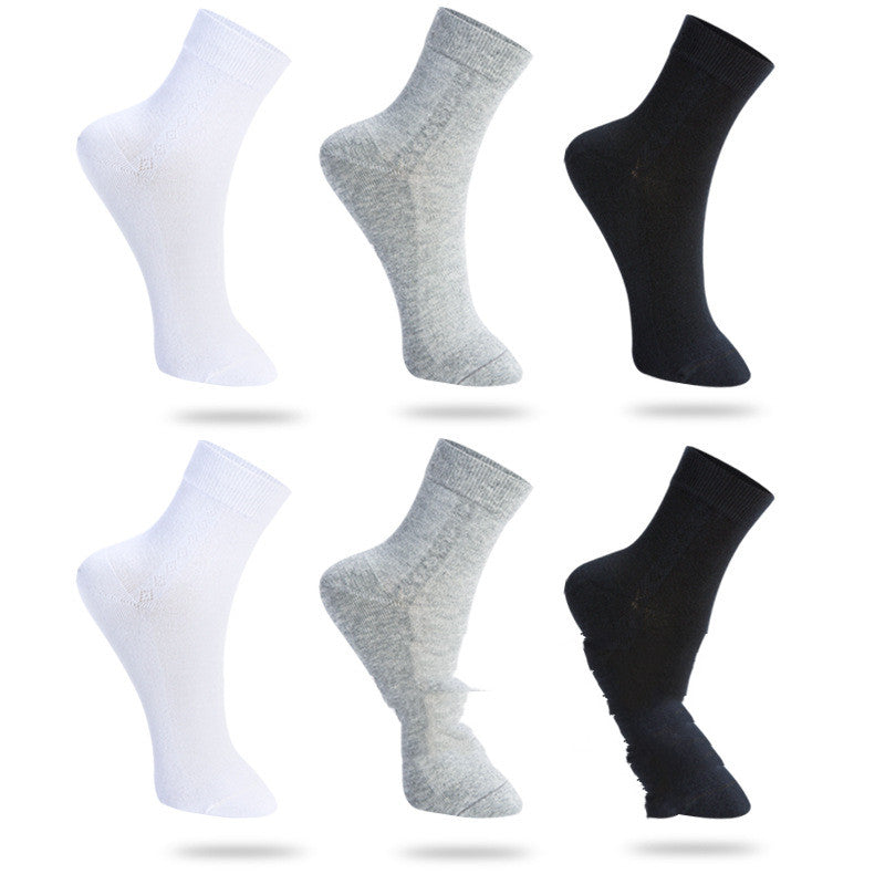 Men's Fashion Solid Color Cotton Sweat-absorbing Mid-calf Socks