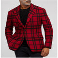 Mens Casual Plaid Slim-fit Suit Jacket