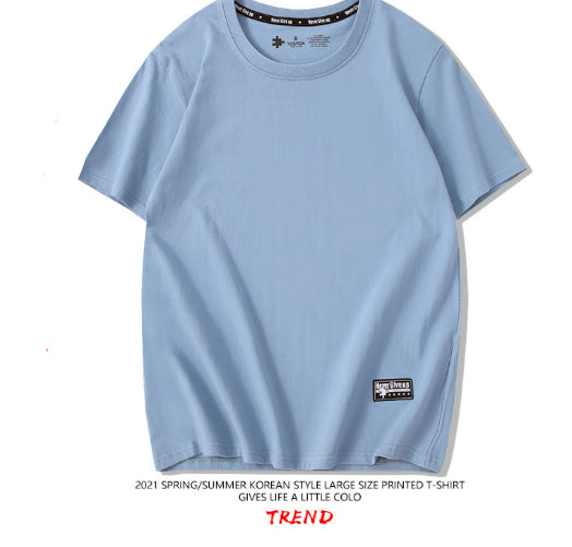 Drop-Shoulder Pure Cotton Short-Sleeve Unisex Solid-Color Blank Shirt