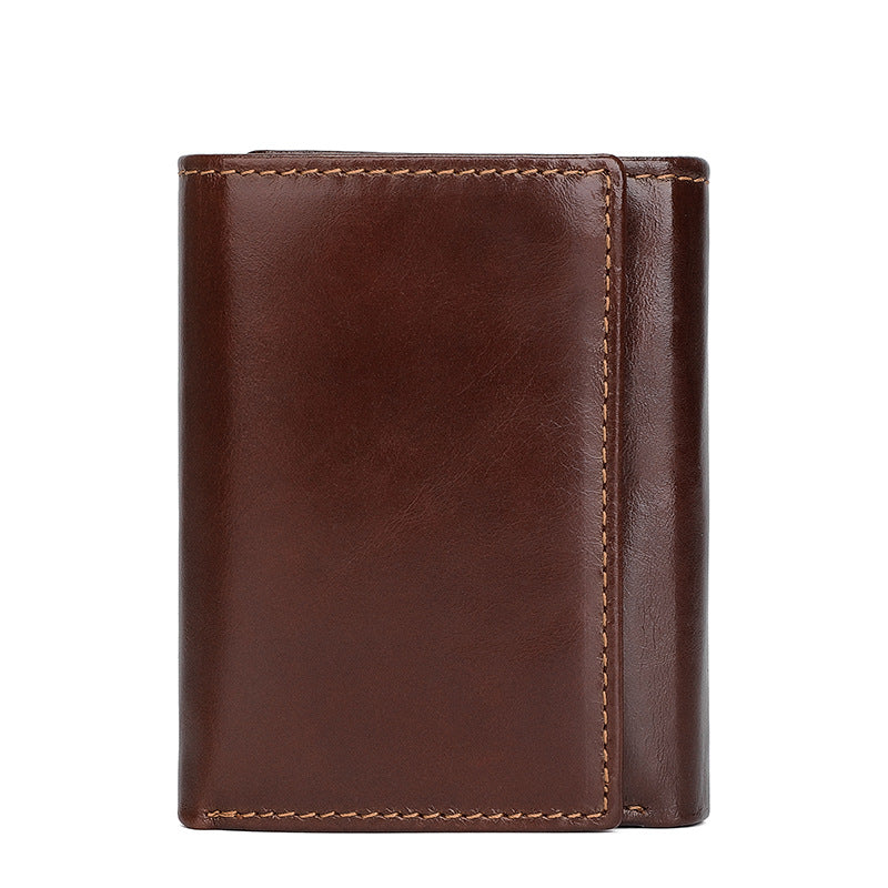 Men's RFID Anti-theft Swiping Multiple Card Slots Short Vintage Leather Wallet