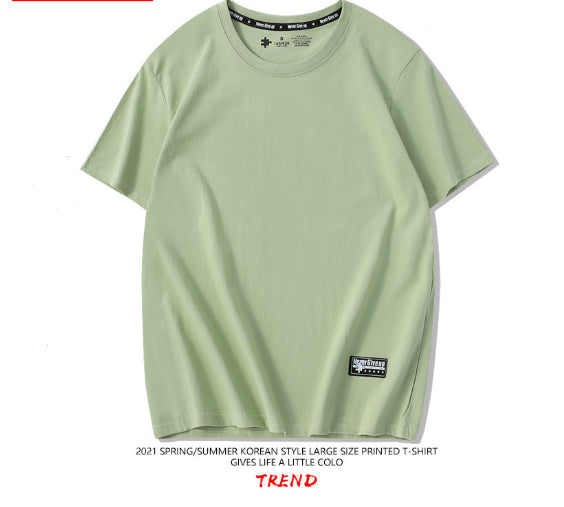 Drop-Shoulder Pure Cotton Short-Sleeve Unisex Solid-Color Blank Shirt