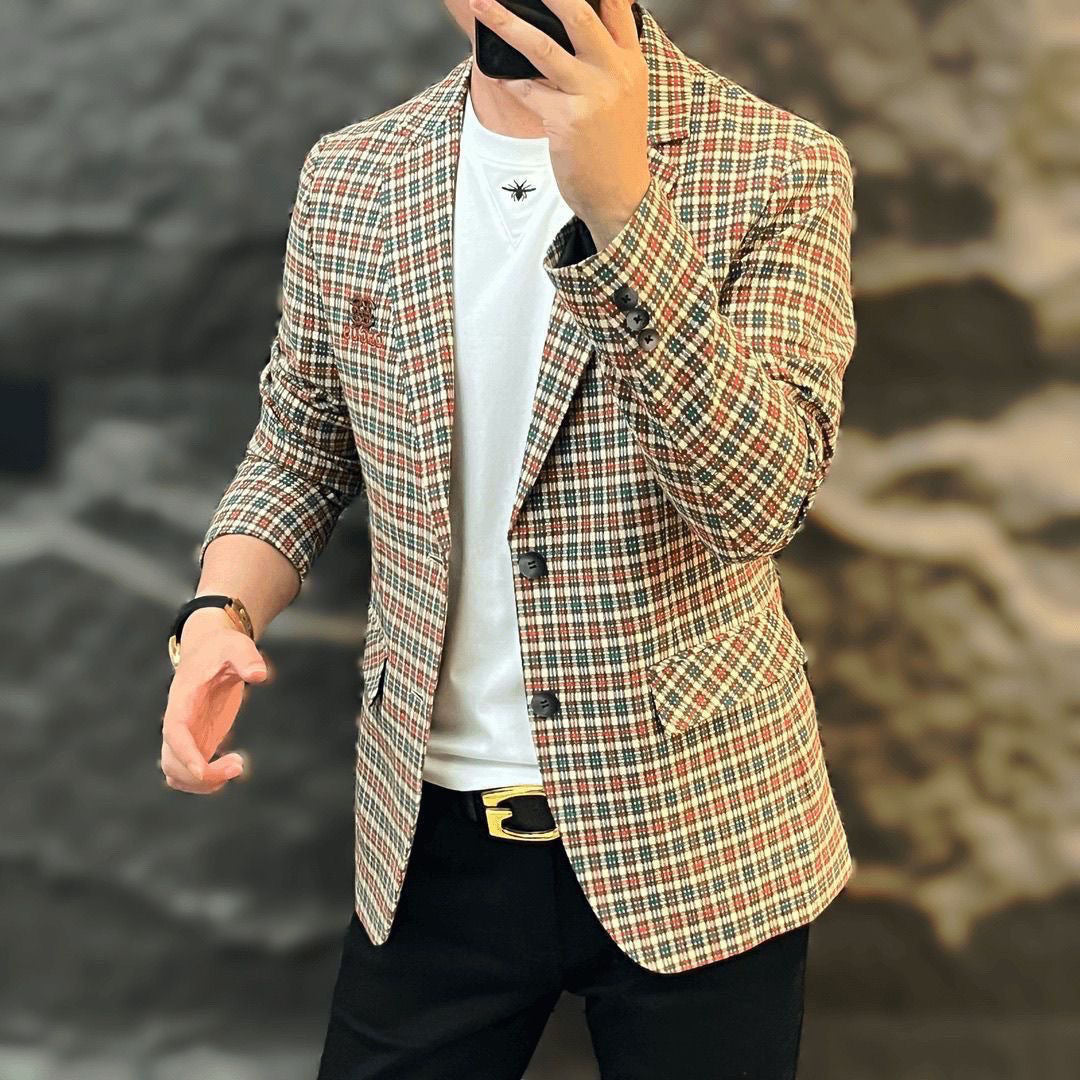 Versatile Plaid Suit For Men