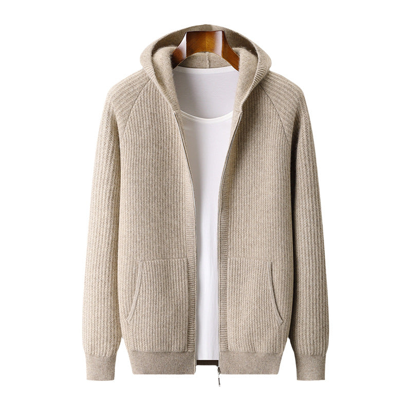 Thickened Zip-up Sweater Made From Pure Wool