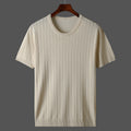 Hollow-out Knitted Casual Men's Short-sleeved Shirt