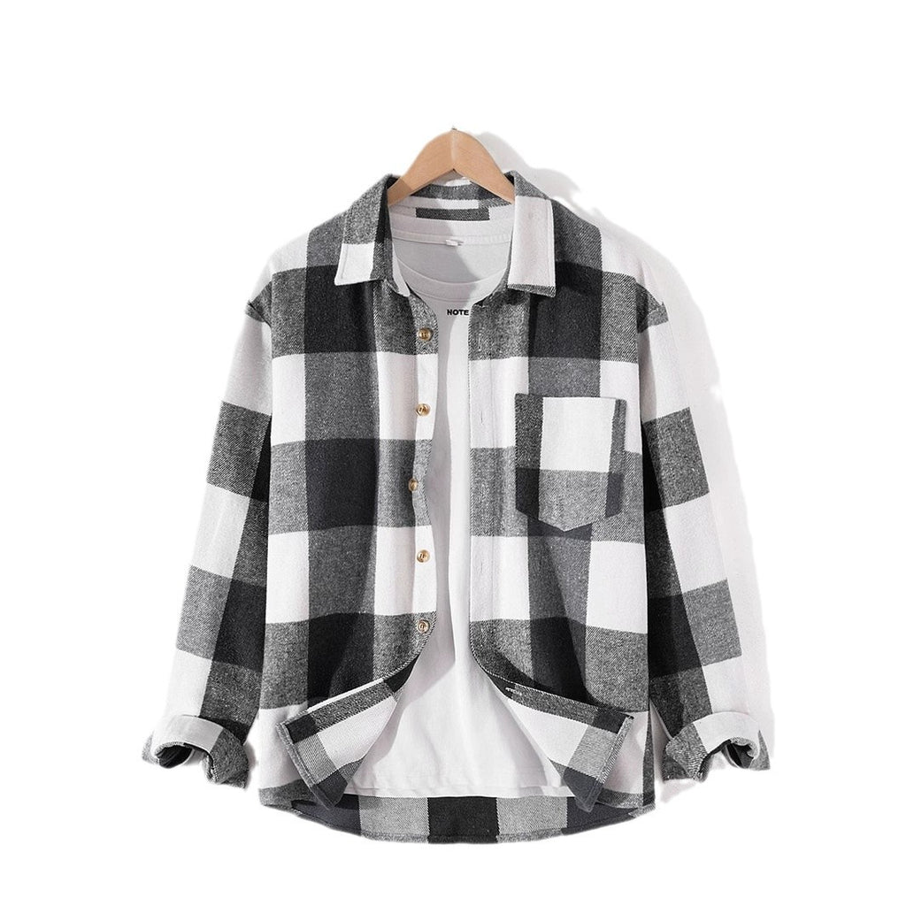 New Mens Plaid Comfortable Long-sleeve Shirt With A Relaxed Fit