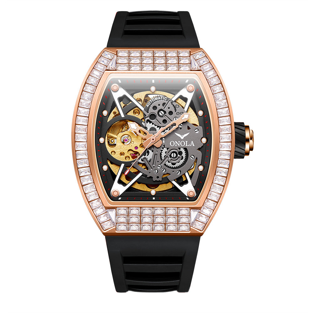 Hollow Automatic Mechanical Watch Men's Silicone Band Waterproof