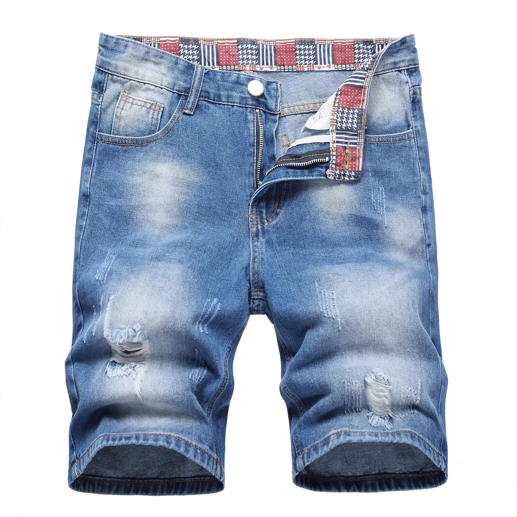 Men's Denim Shorts Summer Ripped Stretch