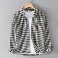 Springautumn Japanese-style Mens Plaid Shirt With Long Sleevescasual And Versatile
