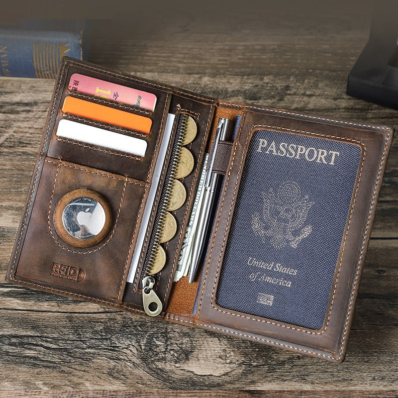 Retro Crazy Horse Leather Anti-theft Swiping Document Package