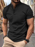 Mens Stylish Short-sleeve Stand-up Collar Top