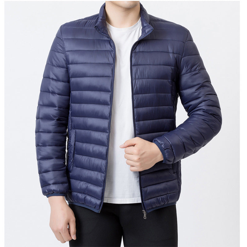 Stand Collar Winter Men's Lightweight Cotton Loose Coat