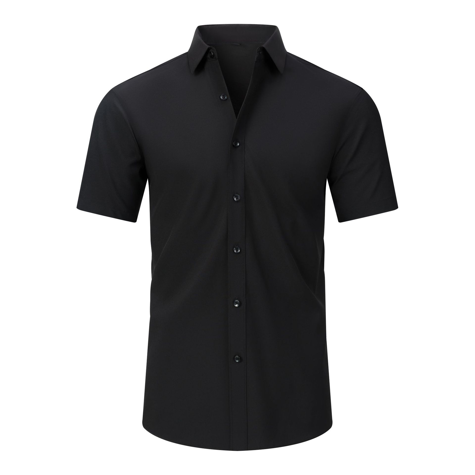 Mens Short-sleeve Stretchy Plus-size Lightweight Shirt