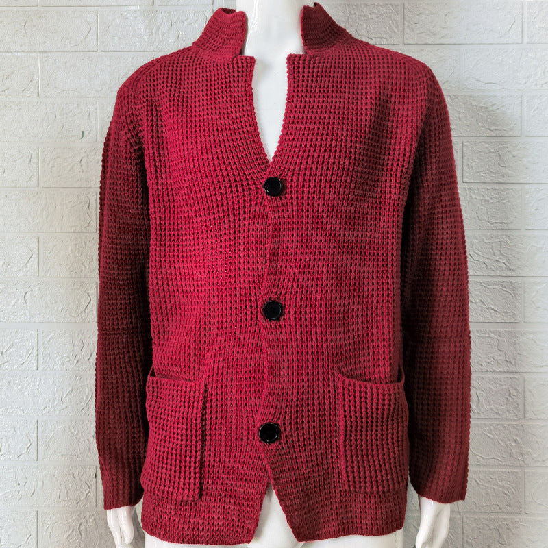 Men's Slim Stand Collar Knitted Fall Winter Coat