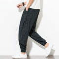 Thin Breathable Cotton and Linen Disc Buckle Casual Plus Size Harem Pants