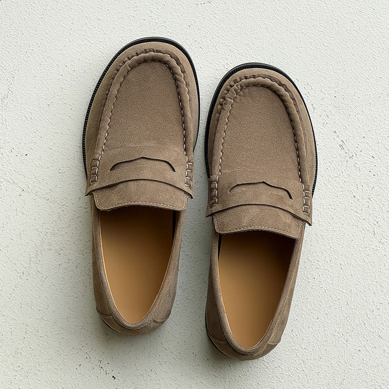 Atmosphere Basic Soft Bottom Slip-on Niche Casual All-match Leather Shoes