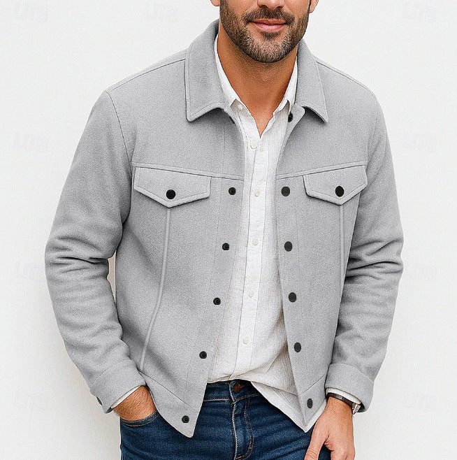Mens Stylish Casual Wool Coat With A Lapel