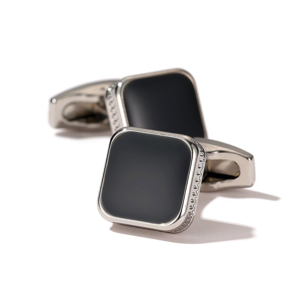 Men's Cufflinks Fashion Square Drop Oil Simple 4 Colors