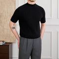 Half Turtleneck Wool Knitted Short Sleeve T-shirt