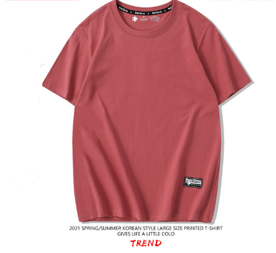 Drop-Shoulder Pure Cotton Short-Sleeve Unisex Solid-Color Blank Shirt