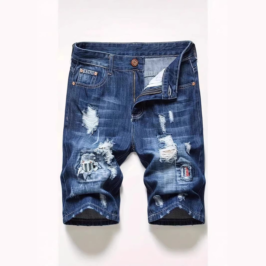Men's Denim Shorts Summer Ripped Stretch
