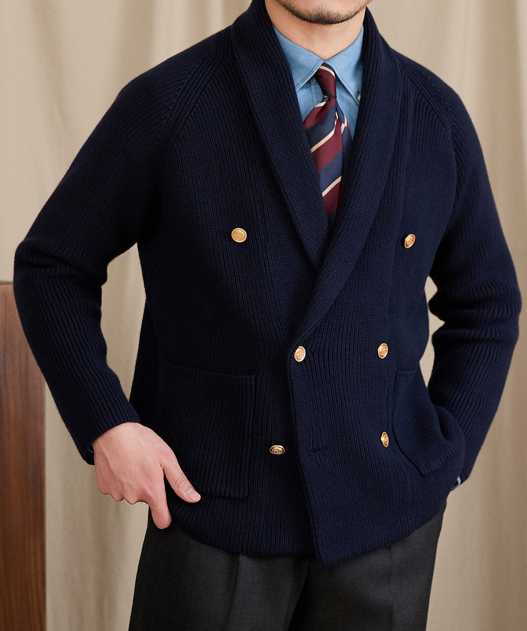 Double-breasted Knit Blazer Casual Sweater