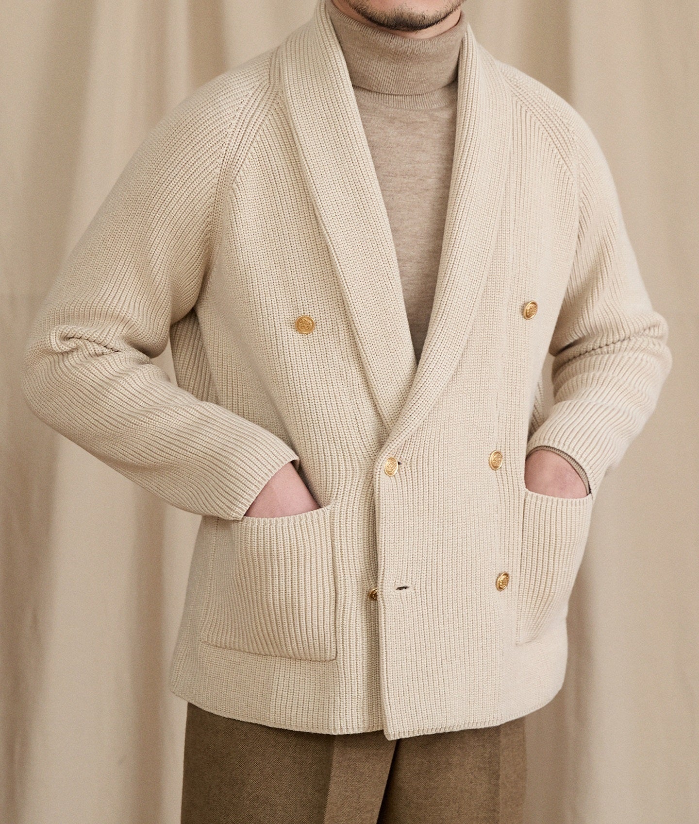 Double-breasted Knit Blazer Casual Sweater