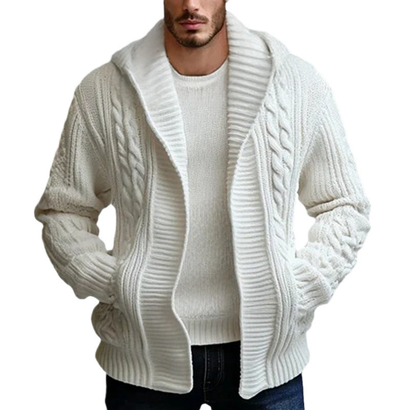 European And American Mens Twisted-knit Cardigan Sweater
