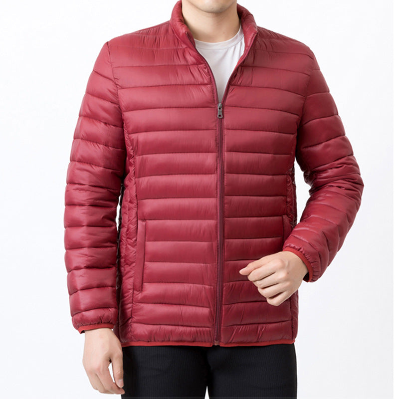 Stand Collar Winter Men's Lightweight Cotton Loose Coat