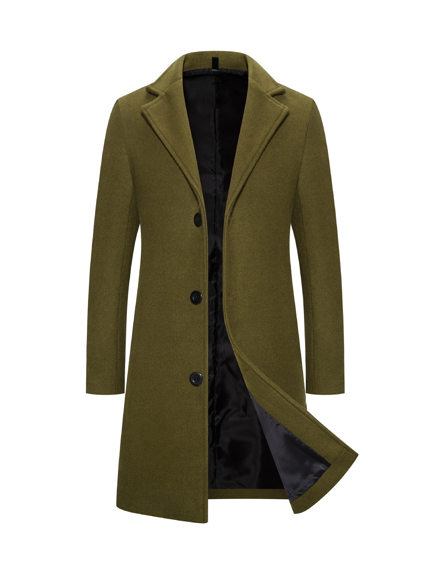 Long Solid Color Single Breasted Windbreaker Fabric