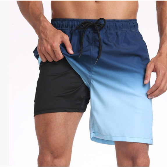European And American 3D Digital-printed Mens Double-layer Beach Shorts