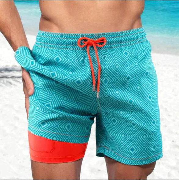 European And American 3D Digital-printed Mens Double-layer Beach Shorts