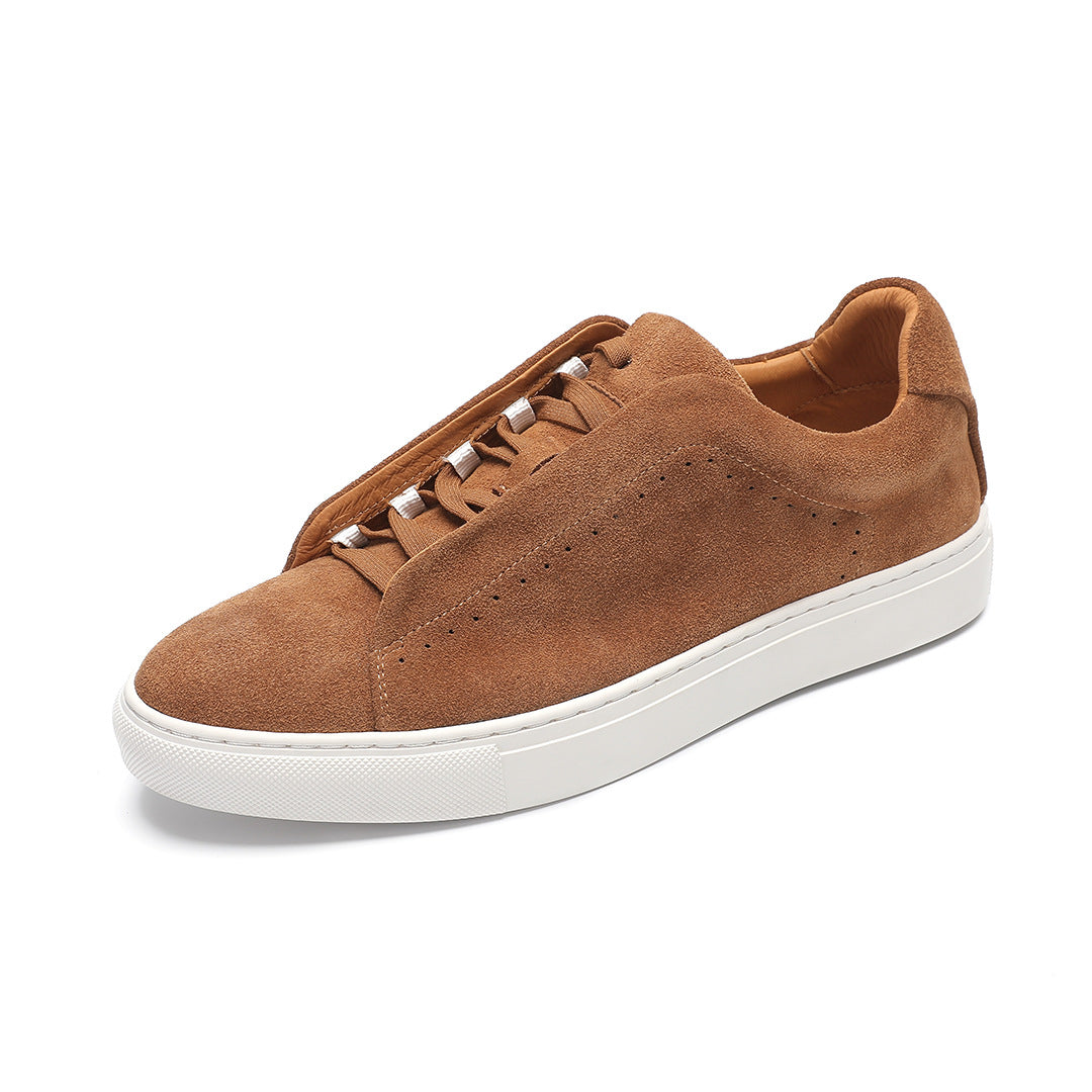 Men's Suede Genuine Leather Versatile Trendy Shoes Black Sports