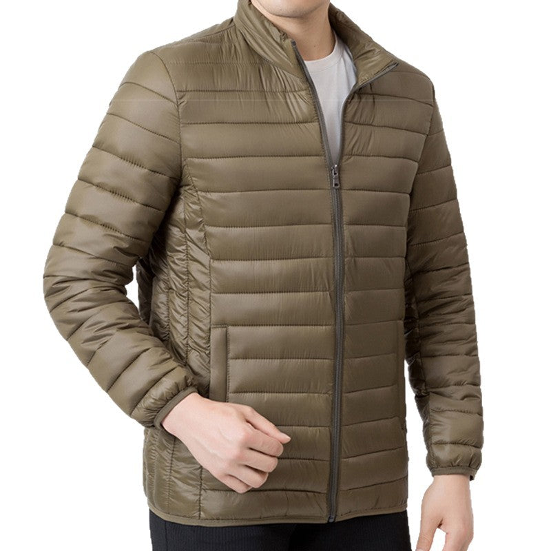 Stand Collar Winter Men's Lightweight Cotton Loose Coat