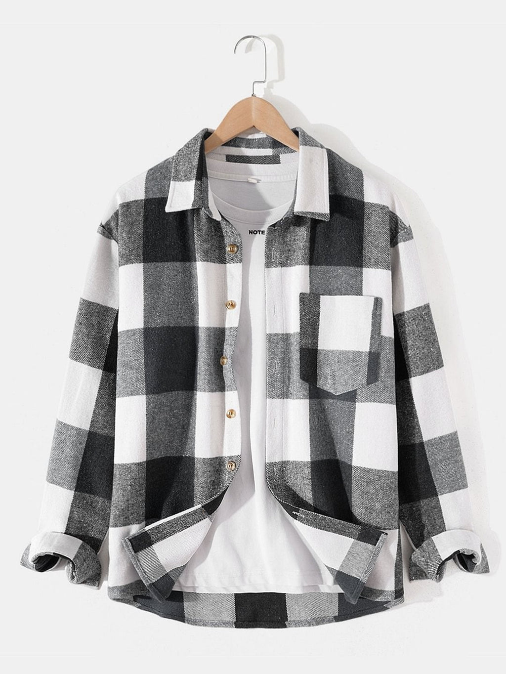 New Mens Plaid Comfortable Long-sleeve Shirt With A Relaxed Fit