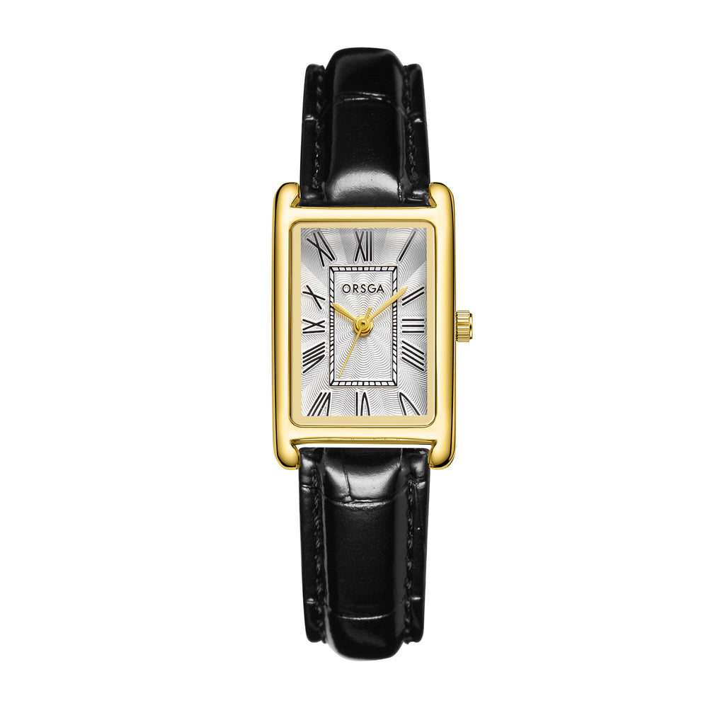 Fashionable Womens Square Steel-Strap Quartz Watch