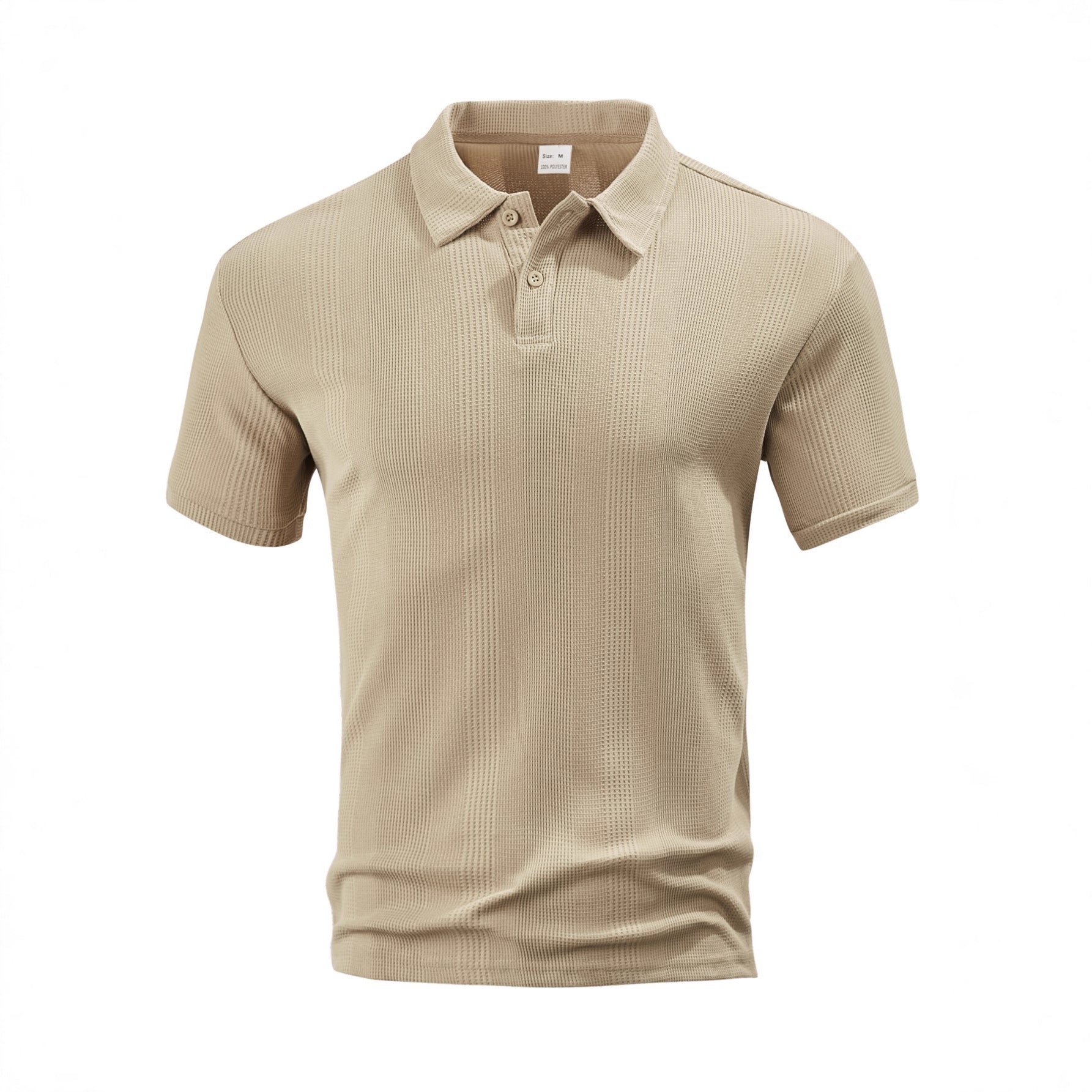Mens Short-sleeve Lapel Textured T-shirt Top