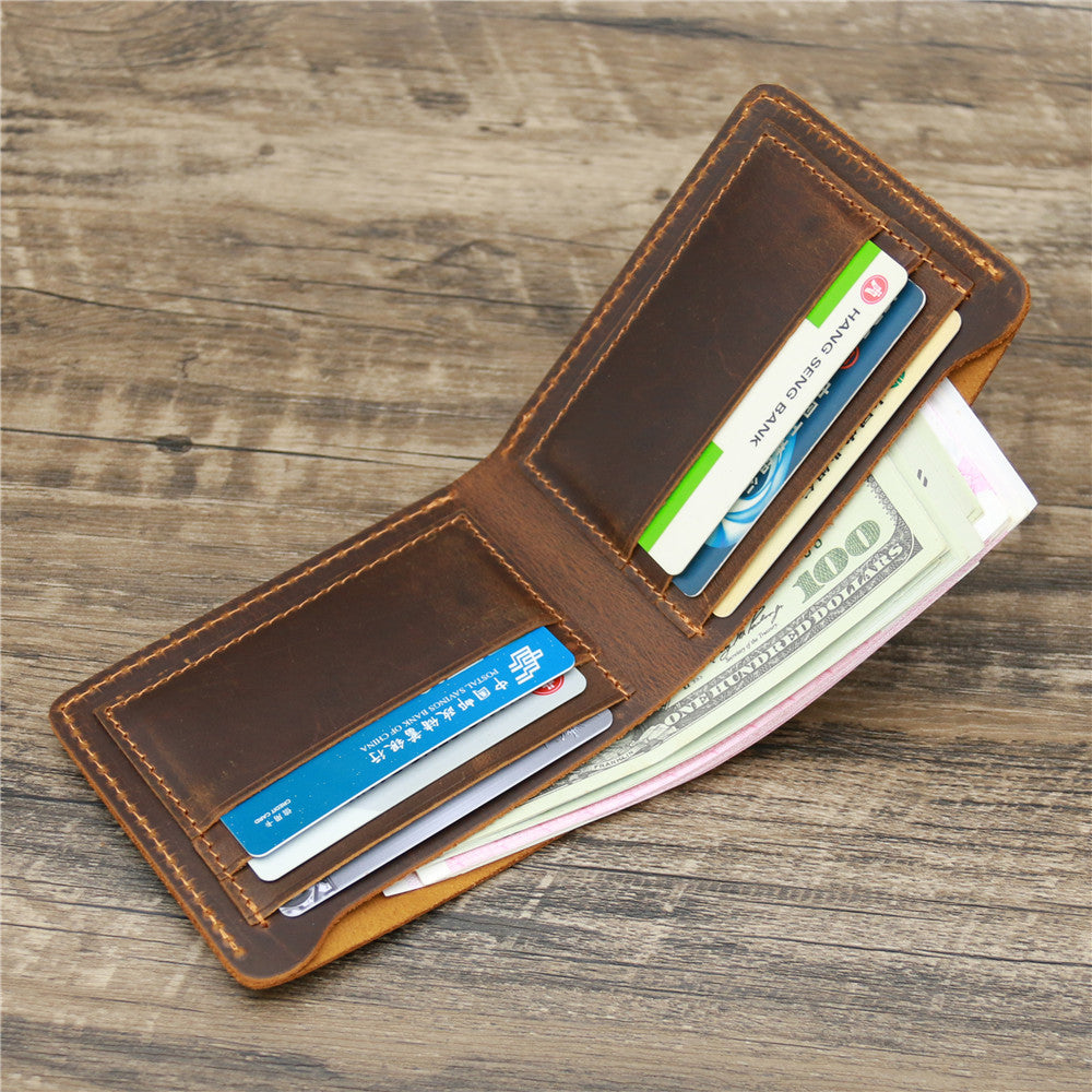 Men's Crazy Horse Leather Wallet European And American Retro