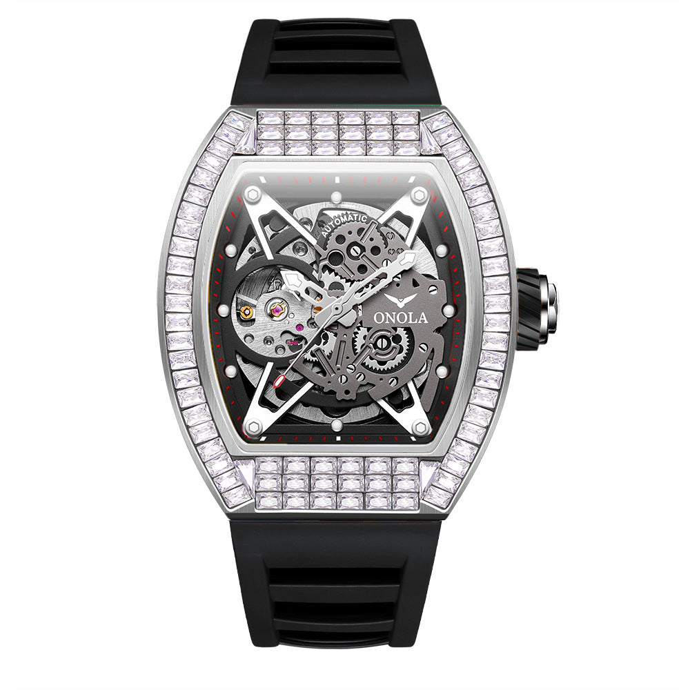 Hollow Automatic Mechanical Watch Men's Silicone Band Waterproof