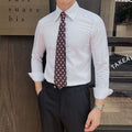 Striped Business Long-Sleeve Point-Neck Mens Shirt