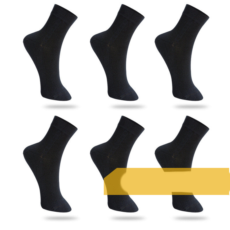 Men's Fashion Solid Color Cotton Sweat-absorbing Mid-calf Socks