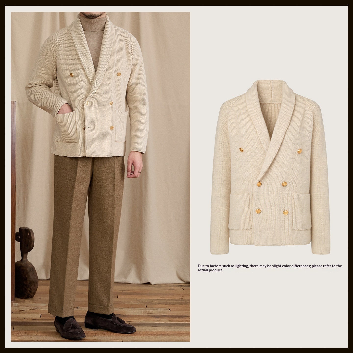 Double-breasted Knit Blazer Casual Sweater