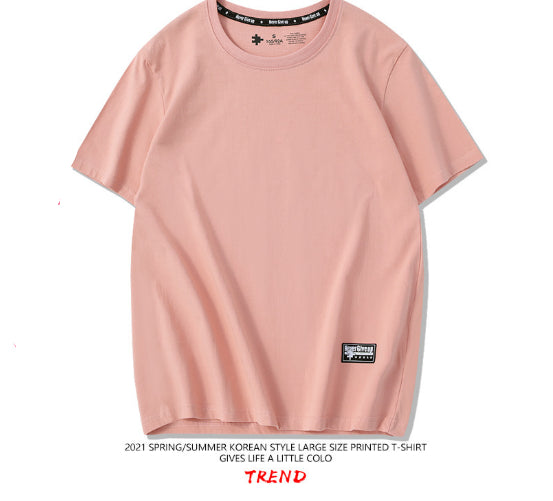 Drop-Shoulder Pure Cotton Short-Sleeve Unisex Solid-Color Blank Shirt