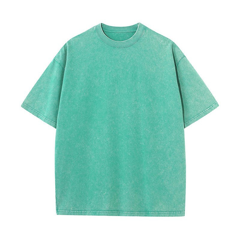 American-style Stir-fried Snowflake Batik Crewneck Short Sleeves