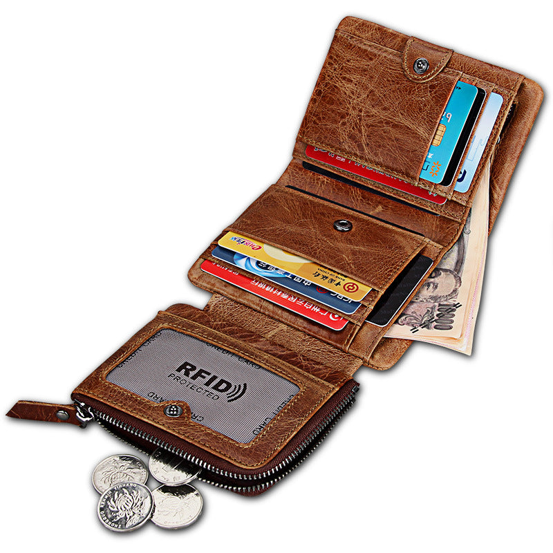 Retro Leather Wallet For Man Multiple Card Slots