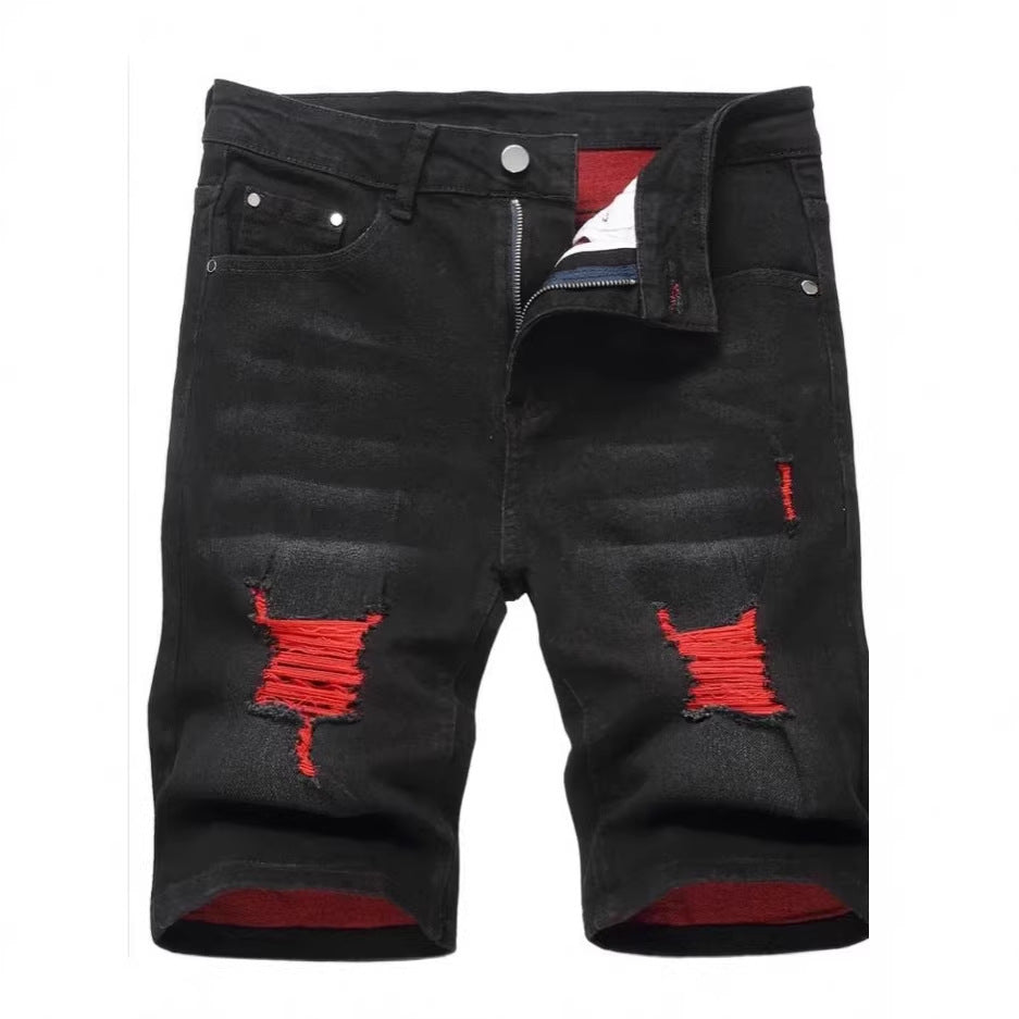 Men's Denim Shorts Summer Ripped Stretch
