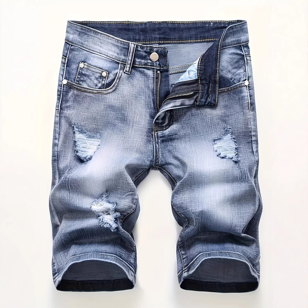 Men's Denim Shorts Summer Ripped Stretch